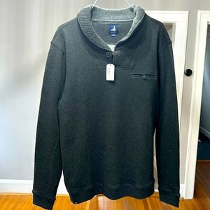 Johnnie-o sweatshirt with button pocket and neck.